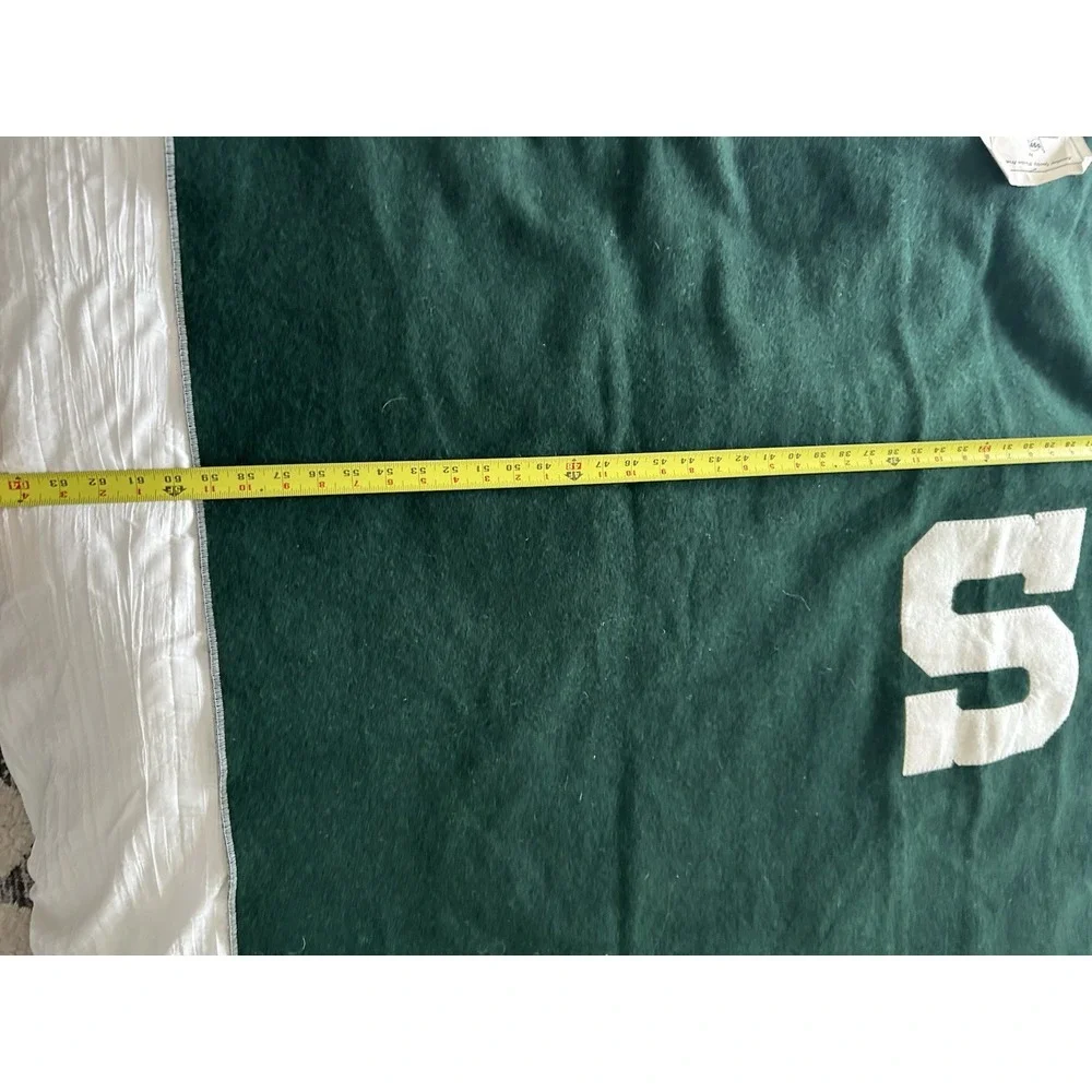 Vintage MSU MICHIGAN STATE SPARTANS UNIVERSITY STADIUM WOOL‎ BLANKET Huge! NEW